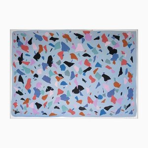 Natalia Roman, Terrazzo grigio-blu, 2022, acrilico su carta da acquerello
