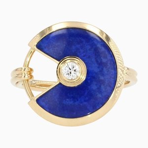 Lapis Lazuli Diamond Amulette Ring in 18 Karat Yellow Gold from Cartier