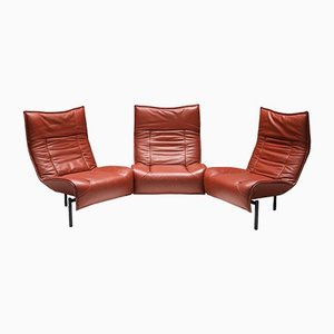 Italienisches Leder Veranda Sofa von Vico Magistretti für Cassina, 1970er