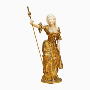 Französische Statue aus vergoldeter Bronze, 19. Jh. Von Dominique Alonzo