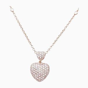 18 Karat Rose Gold Heart Shape Pendant Necklace With Diamonds