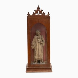 Statuetta tradizionale in legno raffigurante un santo, anni '50