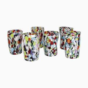 Arlecchino Glasses with Push, Murrine and Colored Mosaic from Murano Glam, Set of 6