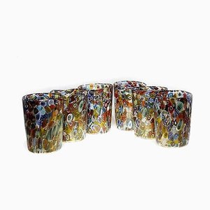 Brocade Murano Glasses in Millefiori Murrine and Zecchino Gold Leaves from Murano Glam, Set of 6