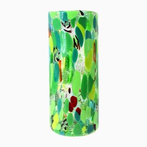 Pole Vase mit grünen und silbernen Punkten von Murano Glam