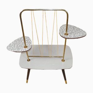 Gray Mosaic & Brass Floral Bench from Ilse Möbel, 1950s