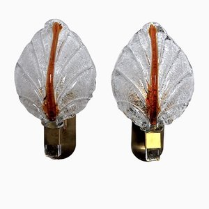 Murano Glass Leaf Wall Lights by Carl Fagerlund, Germany, 1970, Set of 2