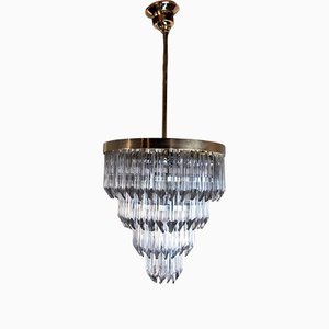 Lámpara de araña italiana con cuatro niveles de cristal de Murano de Venini, 1970
