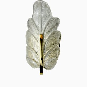 Italian Frosted Leaf Sconce in Murano Glass by Carl Fagerlund, 1970