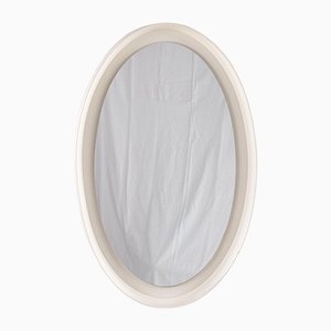 Large Vintage White Wooden Oval Wall Mirror, 1960s
