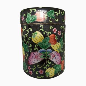 Bote de cerámica en negro, rosa y amarillo de Tongzhi