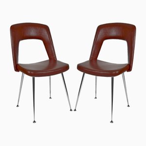Set of Chrome and Leatherette Conference Chairs, 1960s