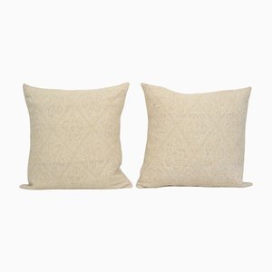 Coussin Kilim Oversize Vintage Blanc, Turquie, Set de 2