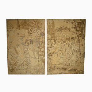 Art Nouveau The Spring Festival Tapestries by Eugene Grasset, 1900s, Set of 2