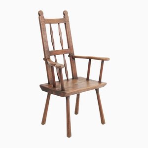 Rustic English Oak Country Armchair, 1900s