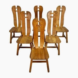 Belgian Oak Dining Chairs by De Puydt, 1970s, Set of 6