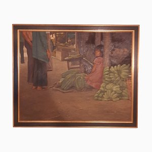 Chica en el mercado de frutas, Filipinas, 1981, óleo sobre lienzo