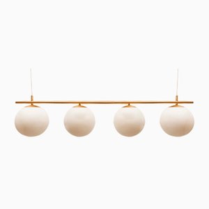 Brass Suspension with Glossy White Ball Glasses