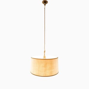 Fabric Suspension Light with Gold Silk Cord
