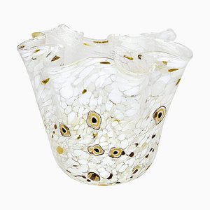 Rialto Ivory Silver Handkerchief Vase from Murano Glam