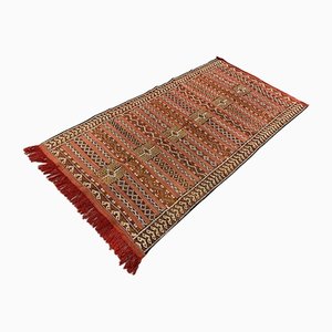 Vintage Moroccan Vegan Silk/Wool Berber Kilim Rug