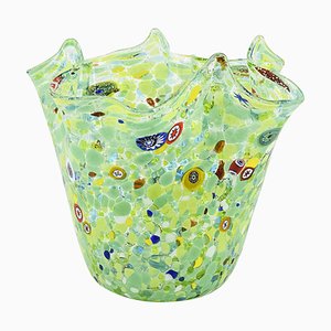 Silbergrüne Rialto Handkerchief Vase von Murano Glam