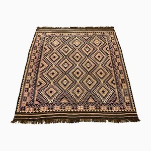 Tappeto Kilim vintage in lana viola marrone e nera