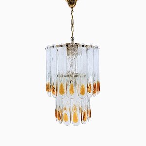 Lámpara colgante de cristal de Murano de dos niveles, años 60