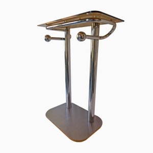 Consola era espacial de cromo y vidrio ahumado, años 70