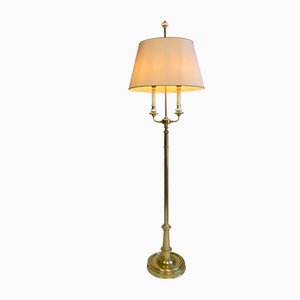 French Brass and Porcelain Bouillotte Floor Lamp