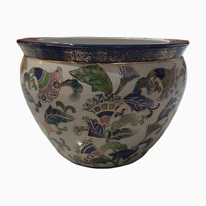 Jardinera china de porcelana con decoración floral, años 20