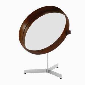 Swedish Teak Table Makeup Mirror by Uno & Östen Kristiansson for Luxus Vittsjö, 1960s