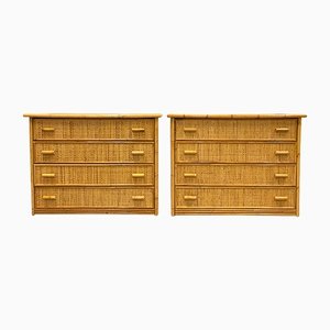 Bamboo and Wicker Dressers, 1070s, Set of 2