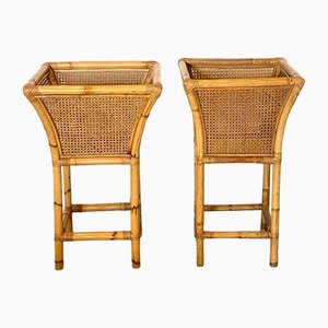 Tables d'Appoint en Paille et Bambou, Autriche, 1970s, Set de 2