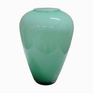 Jarrón artístico grande de cristal de Murano verde, años 80