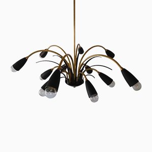 Italian Black Sputnik Spider Ceiling Lamp from Stilnovo, 1950s