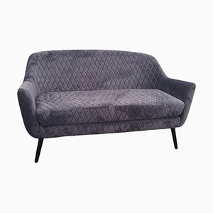 English Grey Velvet Two Seat Sofa, 2000s