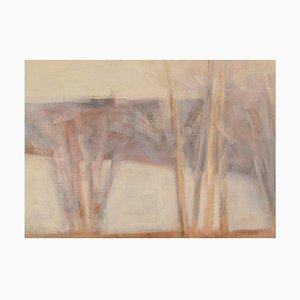 Lennart Palmér, Paisaje modernista con árboles, años 60, óleo sobre lienzo
