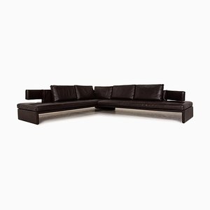 Braunes Leder Ecksofa mit Funktion von Walter Knoll / Wilhelm Knoll