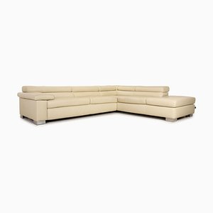 Cream Courage Leather Corner Sofa with Function by Ewald Schillig