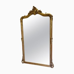 Large Antique French Gilt and Red Camel Crested Mirror