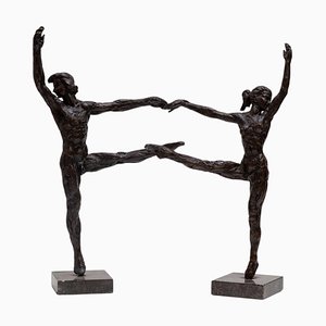 VD Brande, Bronze Dancers, Bélgica, años 70, Esculturas de bronce. Juego de 2