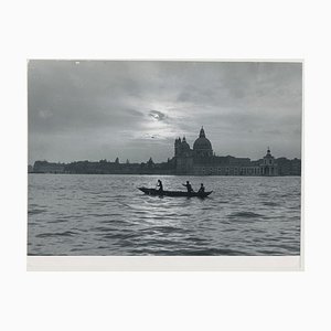 Erich Andres, Venice: Gondola on Water with Skyline, Italy, 1955, White & White
