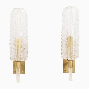Wall Sconces in Glass and Brass by Arbus for Véronèse, 1950s, Set of 2