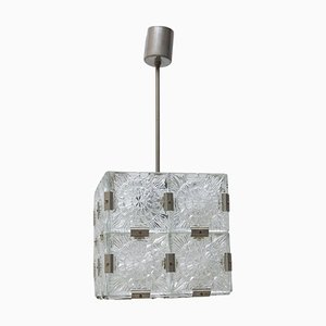 Lámpara colgante Cube de vidrio de piedra Shenows, años 70