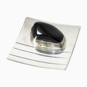 Silver and Onyx Brooch by Heikki Two