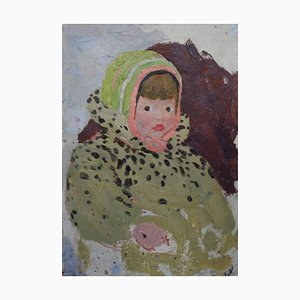 Yakov Kozlov, Little Girl, años 60, pintura al óleo