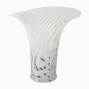 White Striped Glass Vase by Peill & Putzler, 1970s