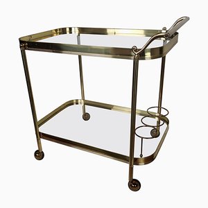 Hollywood Regency Italian Two-Tier Brass and Glass Bar Cart, 1970s