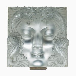 Assiette Masque de Femme Décorative avec Support en Métal par Lalique, France